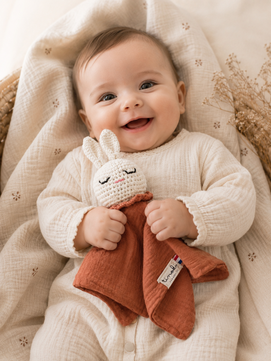 Doudou Lapinou crochet &  Double Gaze de Coton