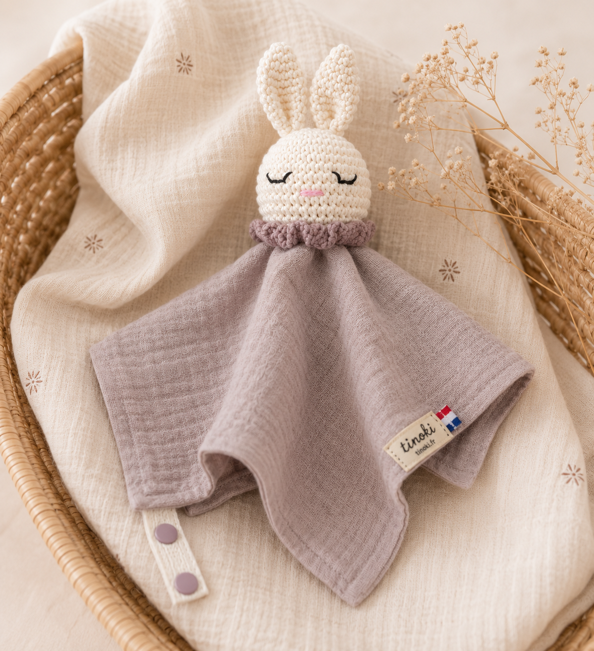 Doudou Lapinou crochet &  Double Gaze de Coton